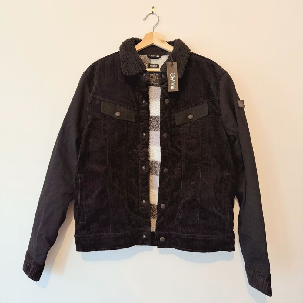 NWT Buffalo David Bitton Black Corduroy Skater Grunge Indie Rock Jacket Men's M